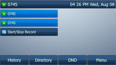 Display del telefono Yealink con il nuovo tasto per avviare e fermare la registrazione