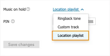 Opzione Location playlist selezionata per la musica d’attesa