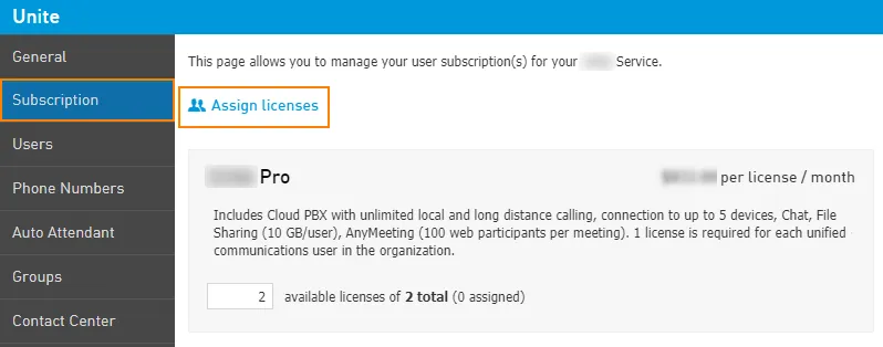 Pagina Assign Subscriptions