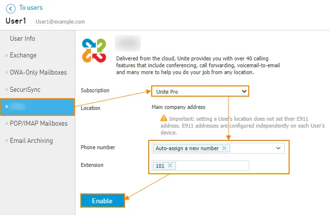 Abilitazione di EagleMercury dalla scheda dell’utente