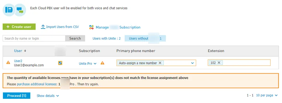 Errore Not enough subscriptions dalle impostazioni dell’utente