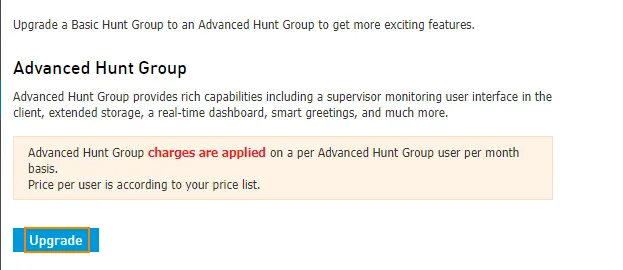 Conferma dell’aggiornamento ad Advanced Hunt Group