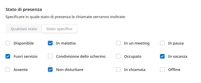 Selezione degli stati di presenza